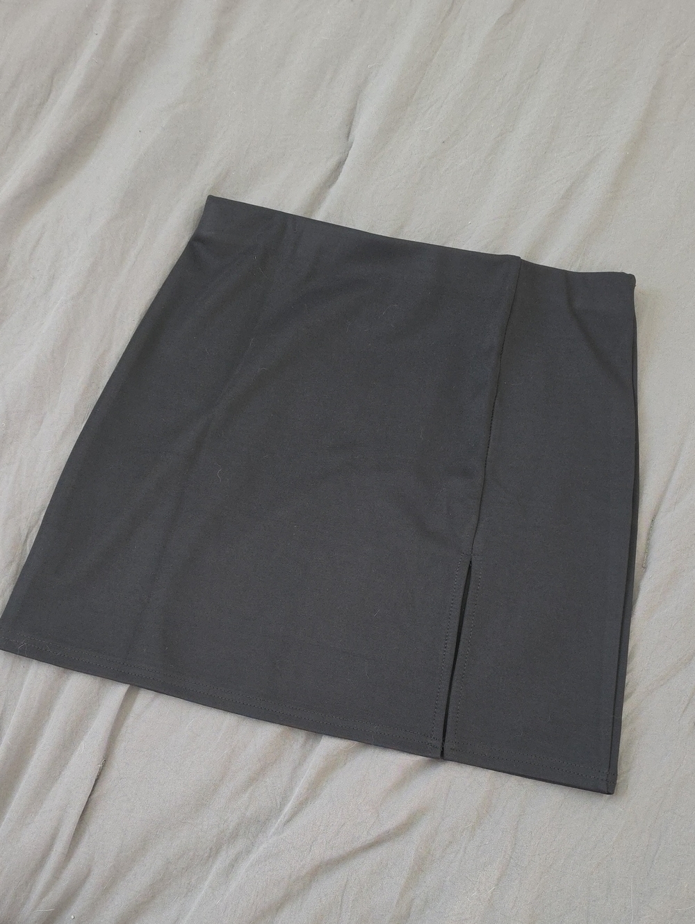 Black Mini Skirt with Front Slit - Women